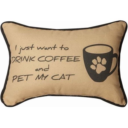 MANUAL WOODWORKERS & WEAVERS Manual Woodworkers & Weavers SWDCPC 12.5 x 8.5 in. I Just Wanted to Drink Coffee & Pet My Cat Pillow SWDCPC